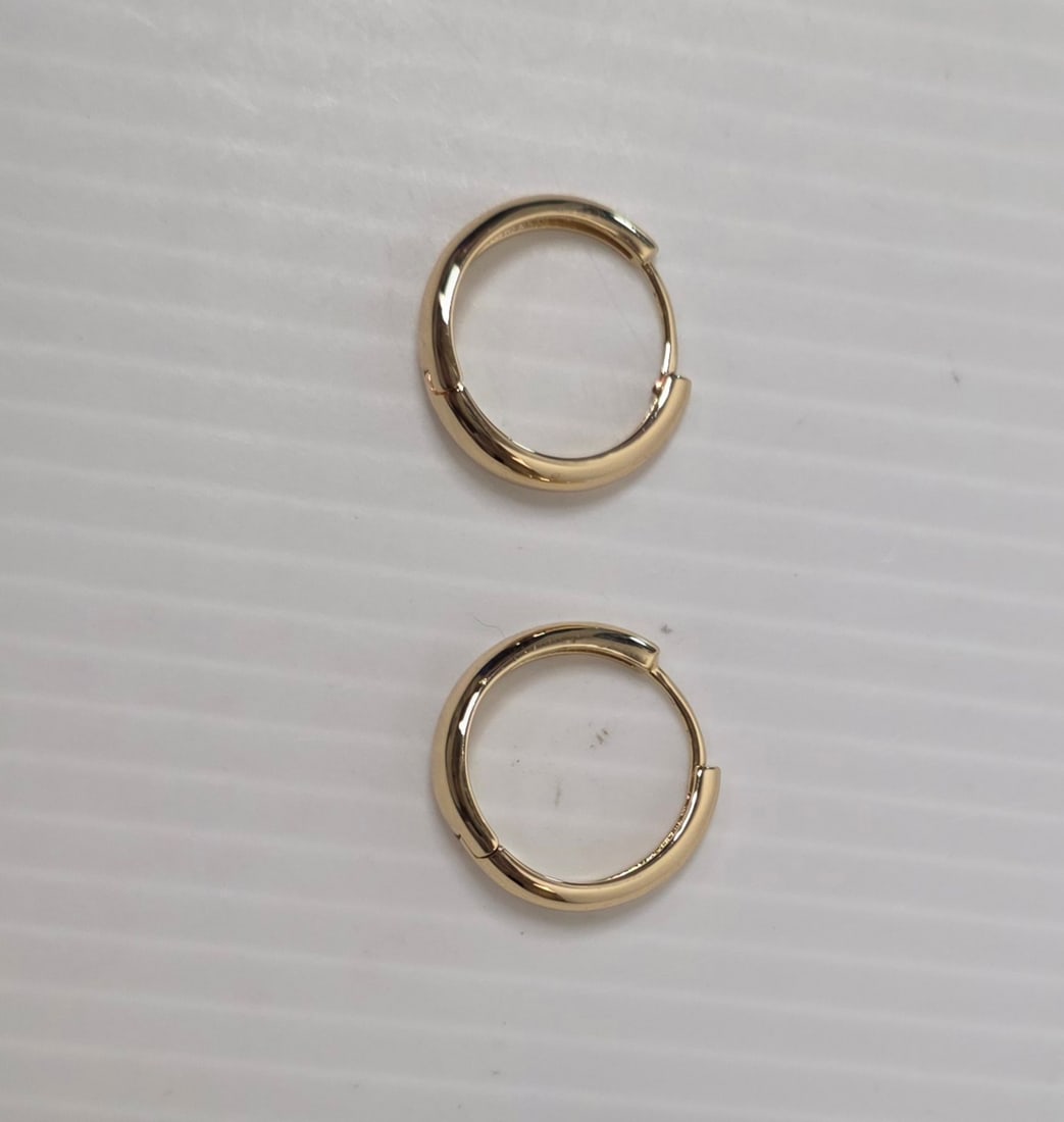 Gold Tone Hinged Hoop Earrings Unmarked (1 of 6)