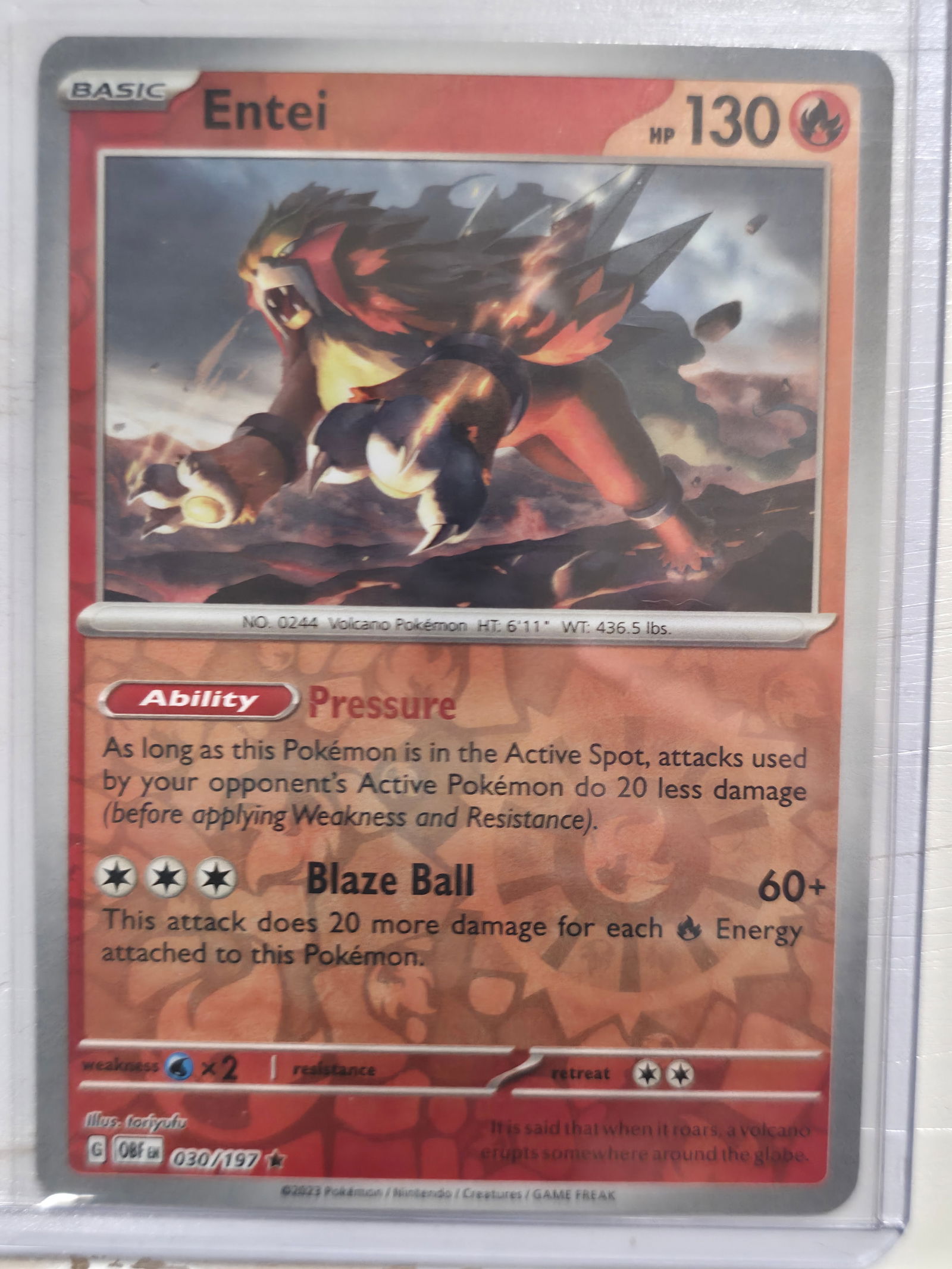 2023 Entei Obsidian Flames 030/197 Rare (1 of 3)