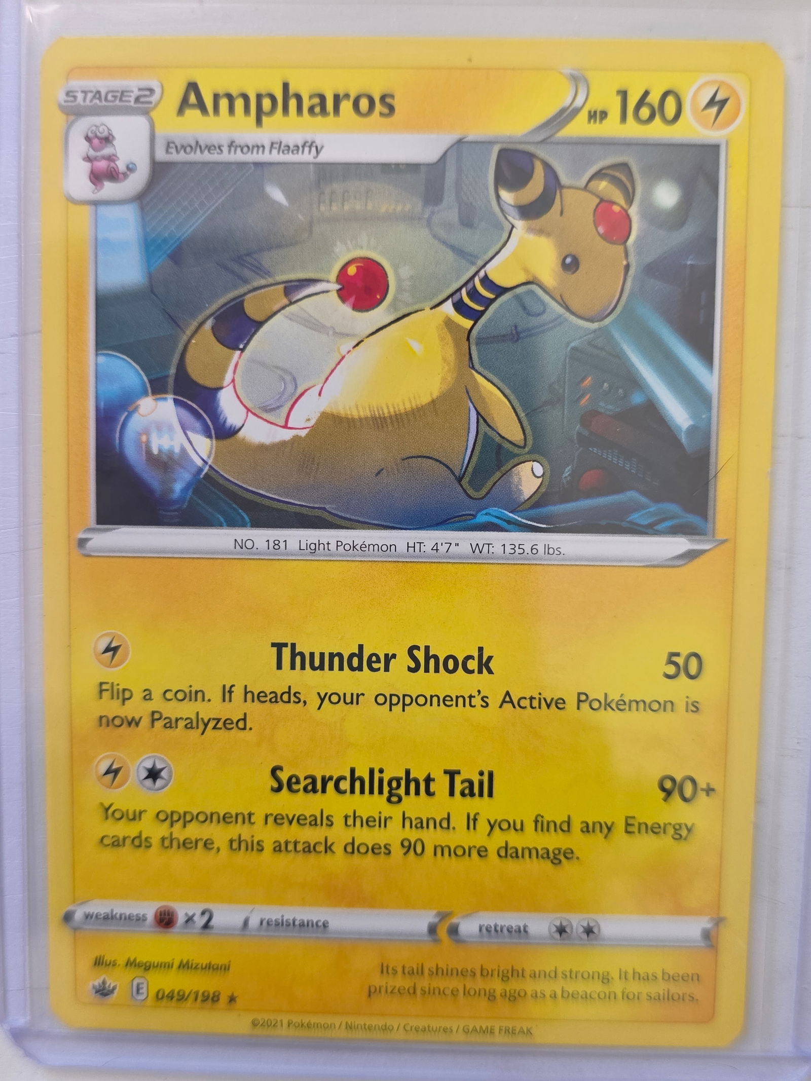 2021 Pokemon Ampharos Chilling Reign 049/198 Rare Holo TCG Card Nintendo (1 of 3)