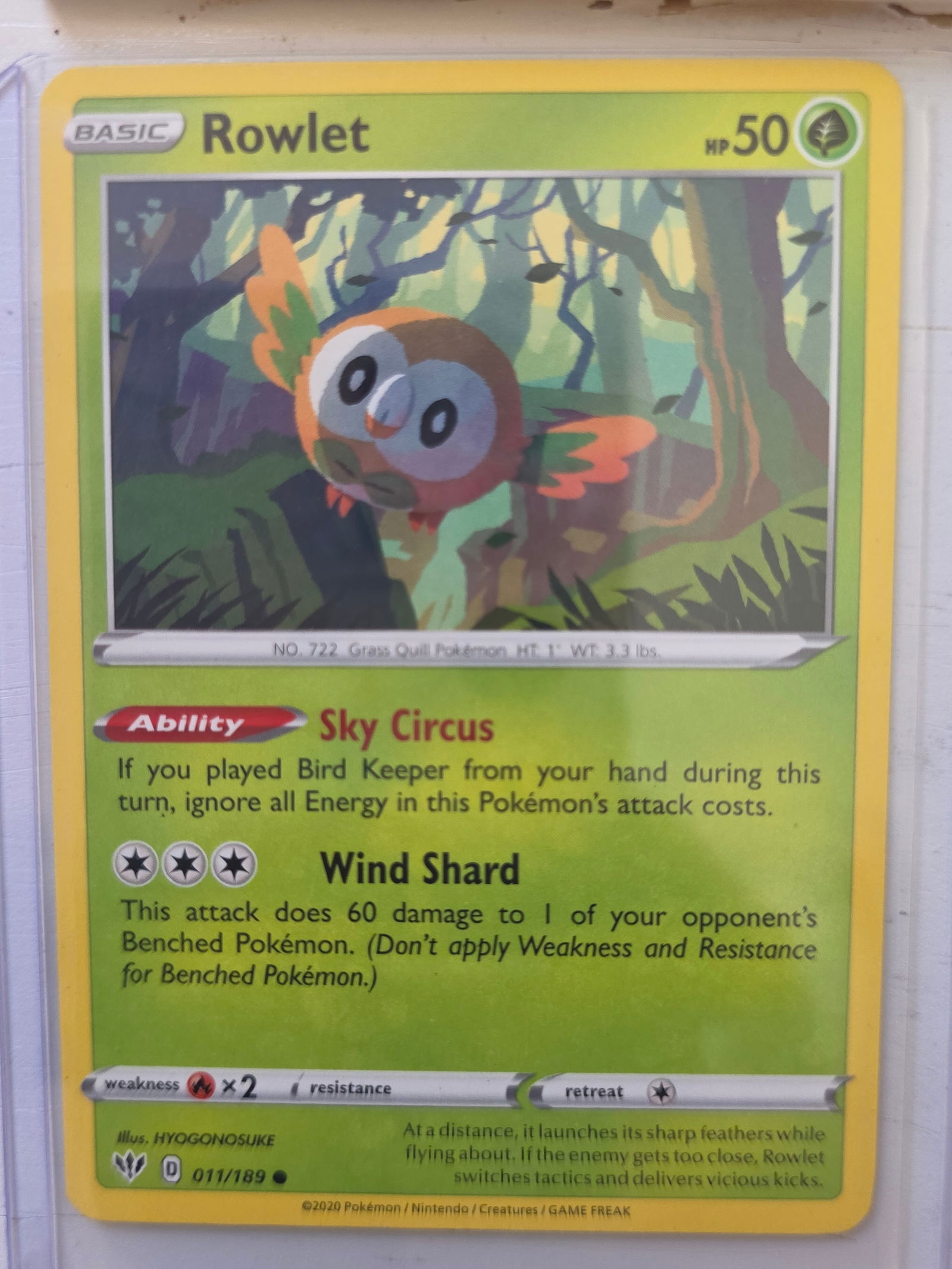 2020 Pokemon Rowlet Darkness Ablaze 011/189 Common TCG Card Nintendo (1 of 3)