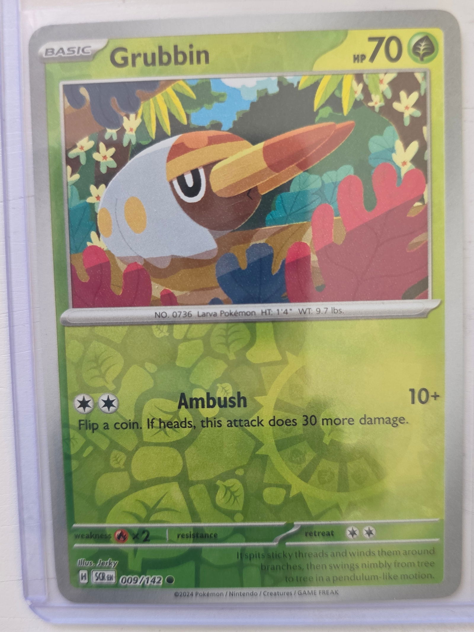 2024 Pokemon Grubbin Stellar Crown 009/142 Common Reverse Holo TCG Card Nintendo (1 of 3)