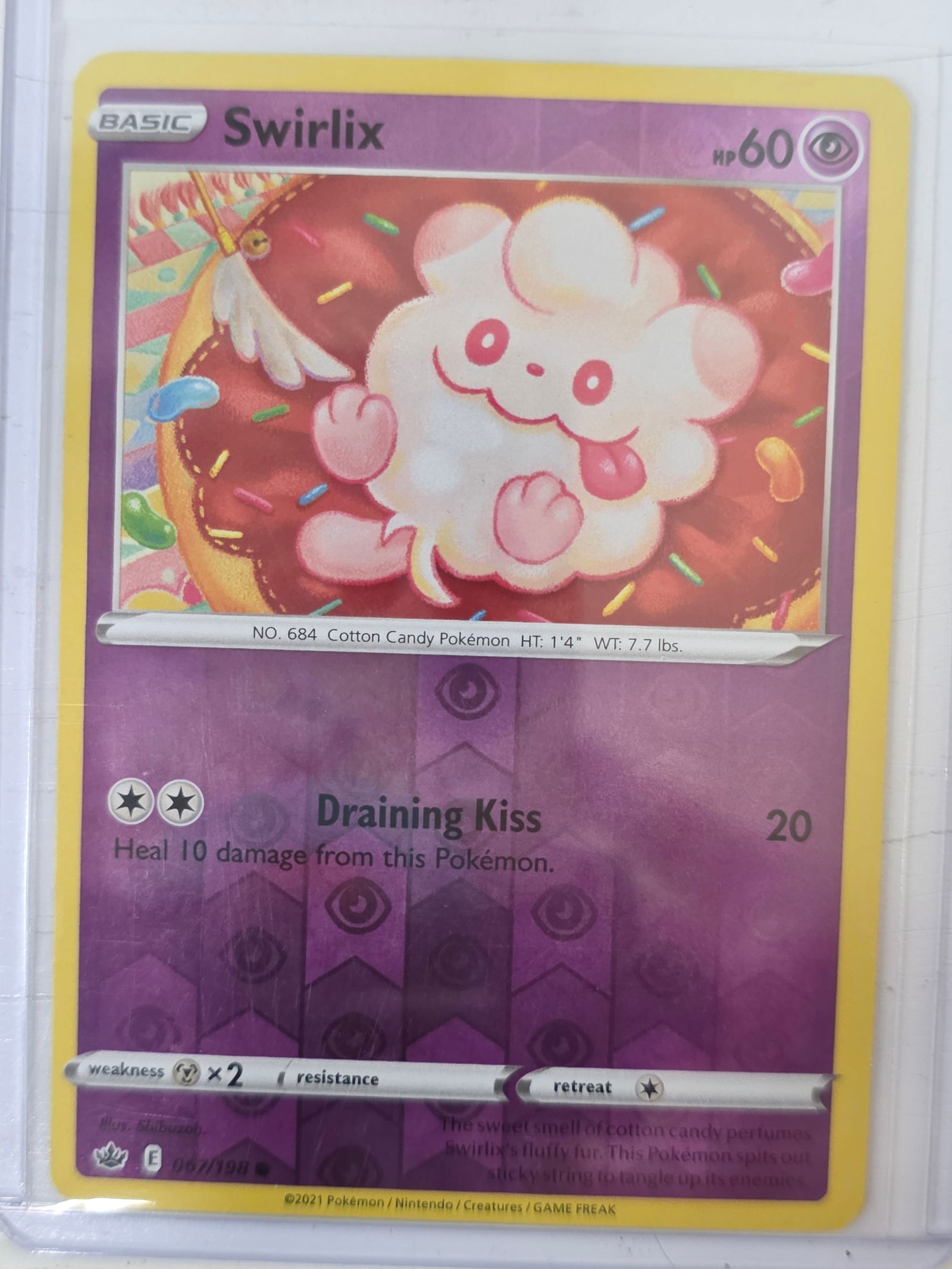 2021 Swirlix Chilling Reign 067/198 Reverse Holo Pokemon Card (1 of 3)