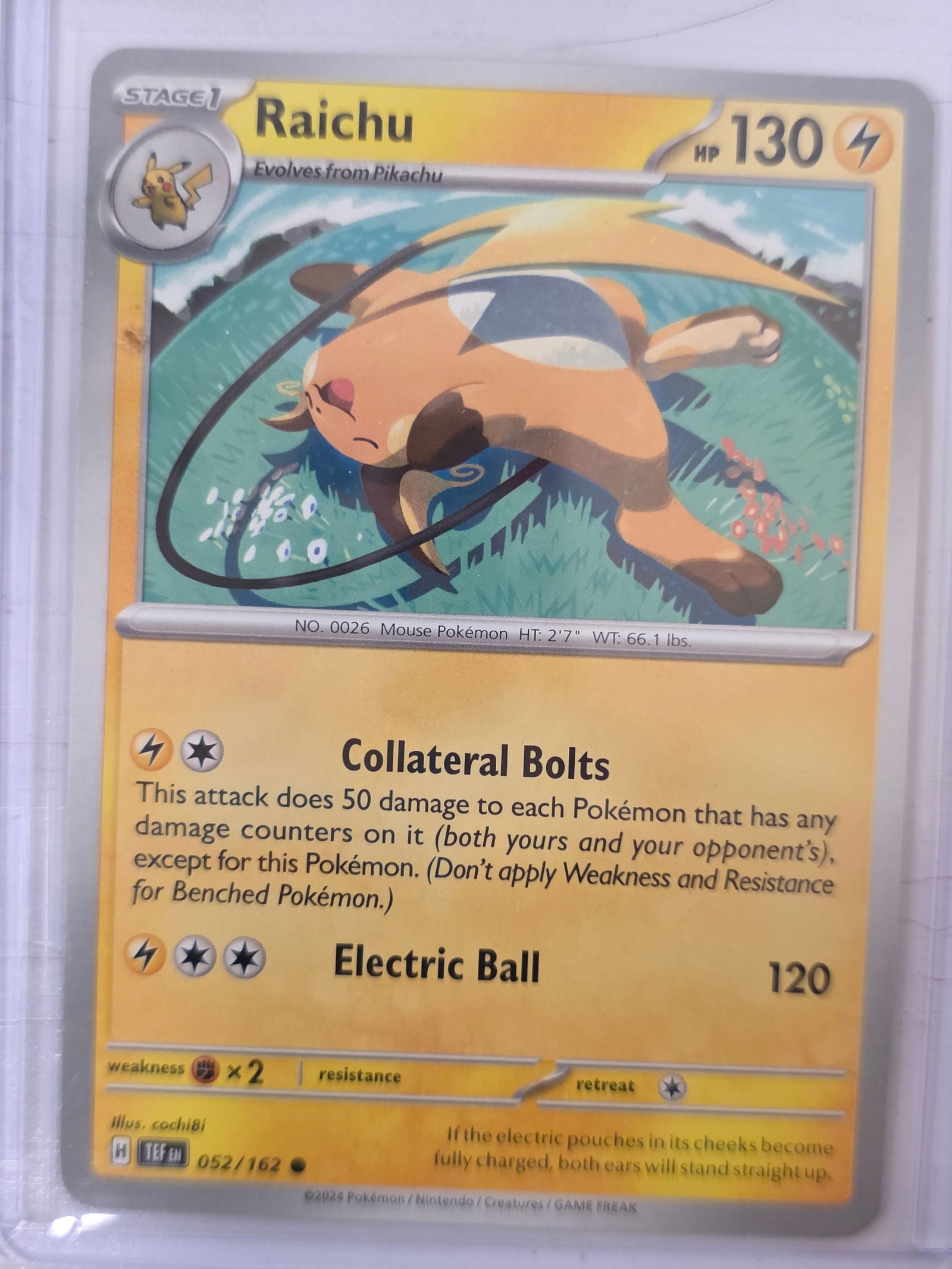 2024 Raichu Temporal Forces 052/162 Pokemon Card (1 of 3)