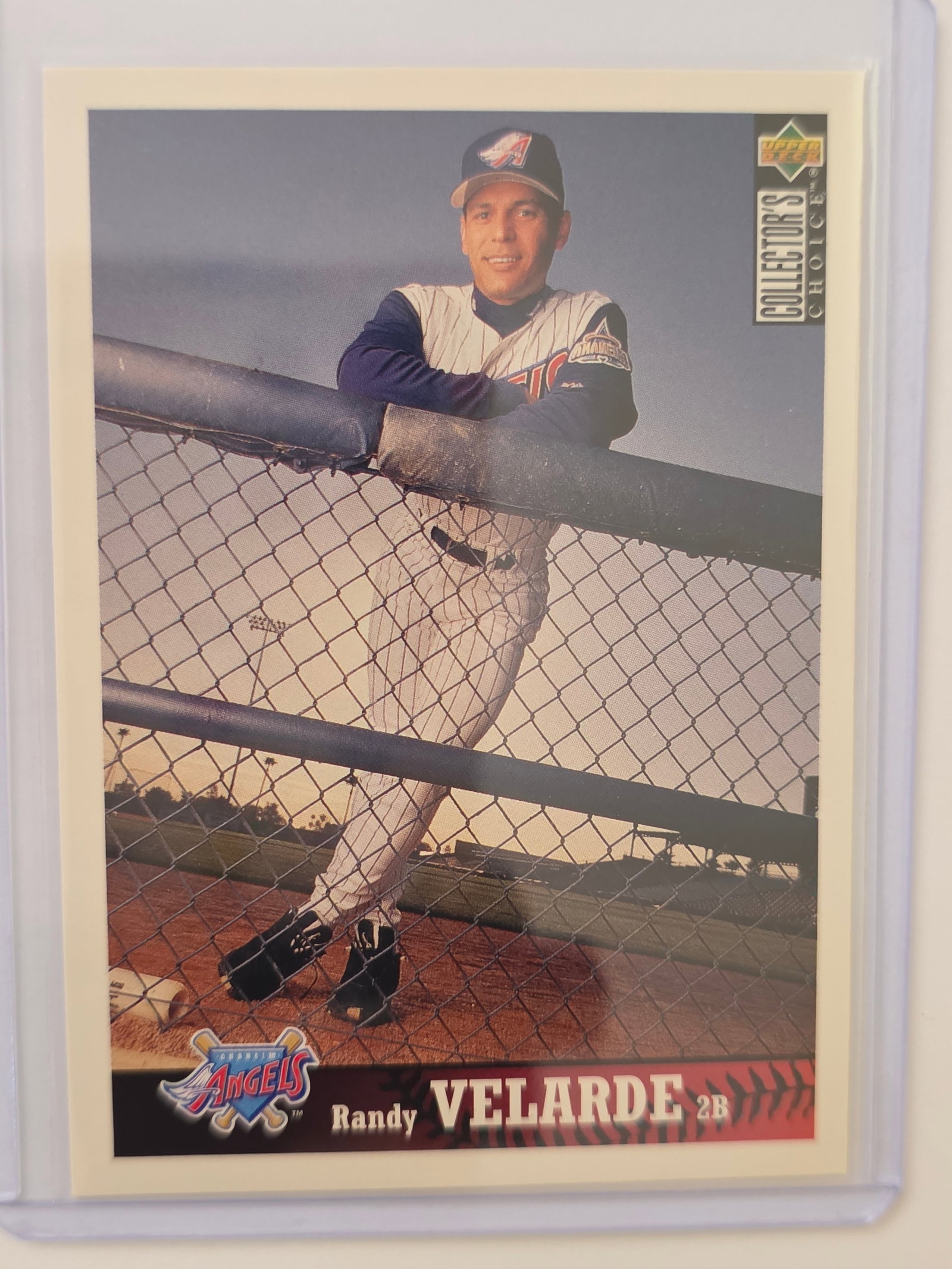 Randy Velarde Collectors Choice 1997 Upper Deck California Angels: 1997 Upper Deck Collector’s Choice Randy Velarde card featuring the California Angels second baseman. Late 90s base issue showing Velarde during his veteran MLB career. Standard release from the Col