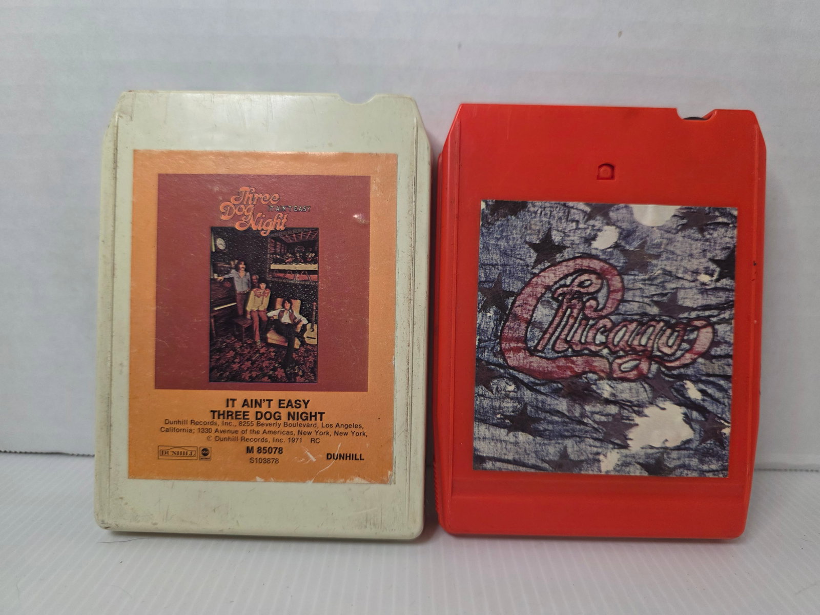 Chicago II Three Dog Night It Ain’t Easy 8 Track Tape Lot Vintage: Lot of two vintage 8 track stereo tape cartridges. Includes Chicago II on Columbia Records and Three Dog Night It Ain’t Easy on Dunhill Records.Both are original 8 track cartridges from the 1970s er