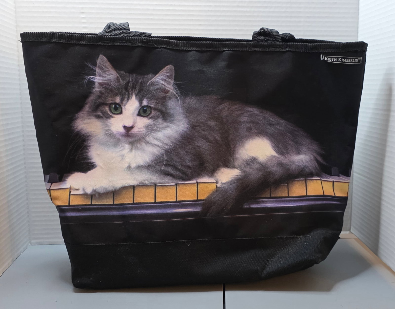 Keith Kimberlin Cat Tote Bag Piano Print Black Carry All (1 of 9)