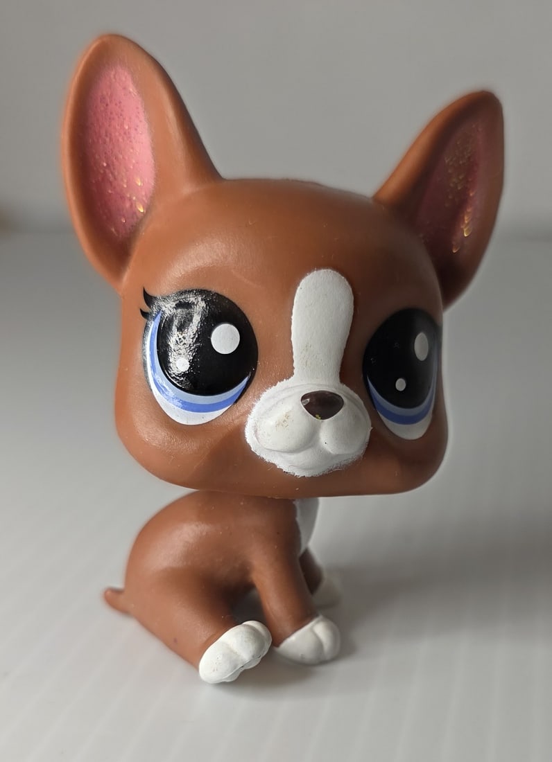 GEN 2 Boston Terrier Dog Brown White Blue Eyes LPS (1 of 7)