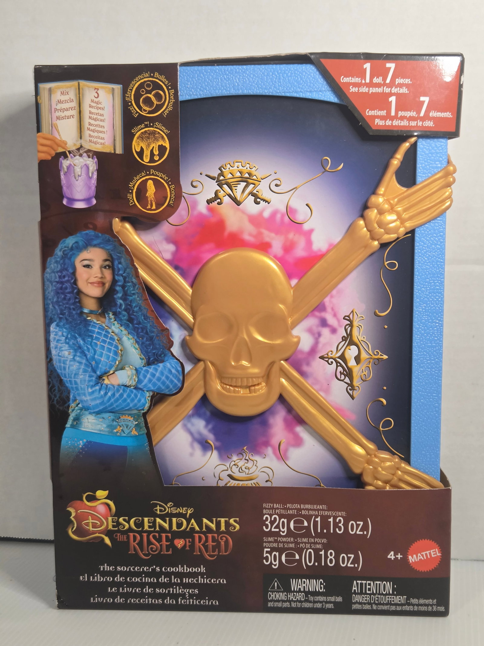 Disney Descendants Rise of Red Sorcerer Cookbook Doll Mattel 2024 Magic Book Playset: Disney Descendants The Rise of Red Sorcerer’s Cookbook interactive doll playset by Mattel, released in 2024. This themed set is styled as a magical spell book and ties into the Descendants franchise
