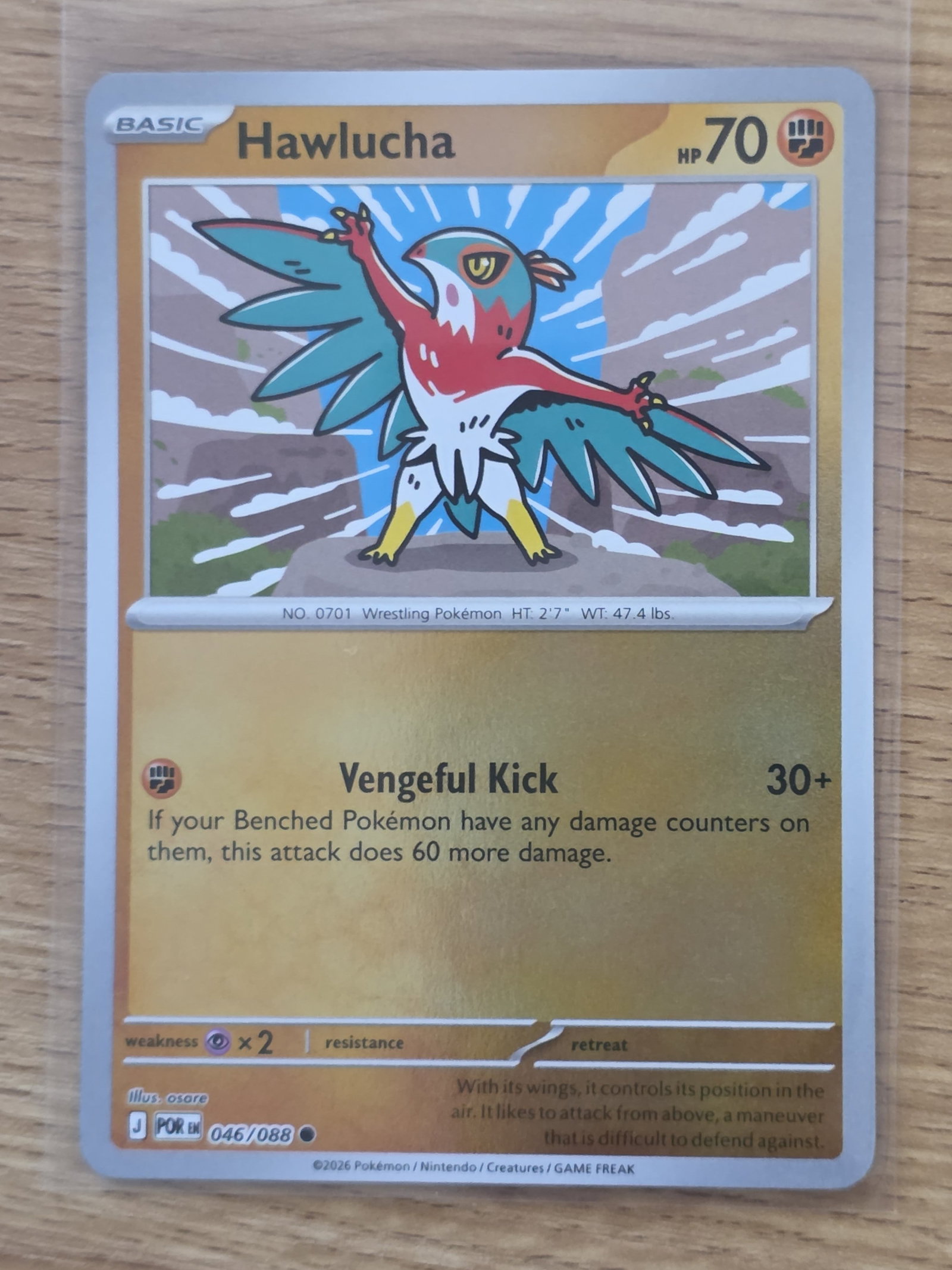 Hawlucha Paradox Rift 046/088 Reverse Holo Pokemon Card (1 of 4)