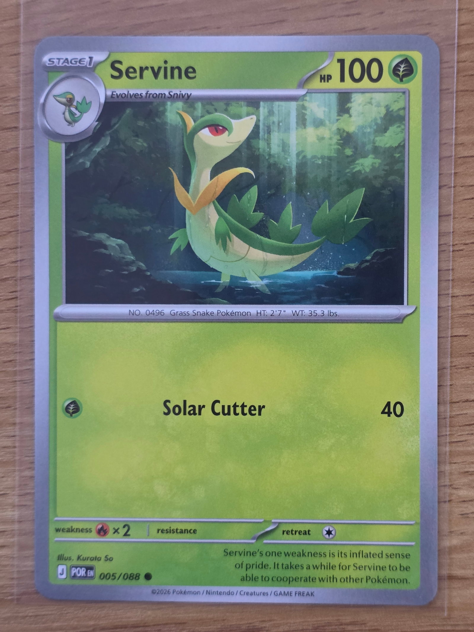 Servine Paradox Rift 005/088 Non Holo Pokemon Card (1 of 3)
