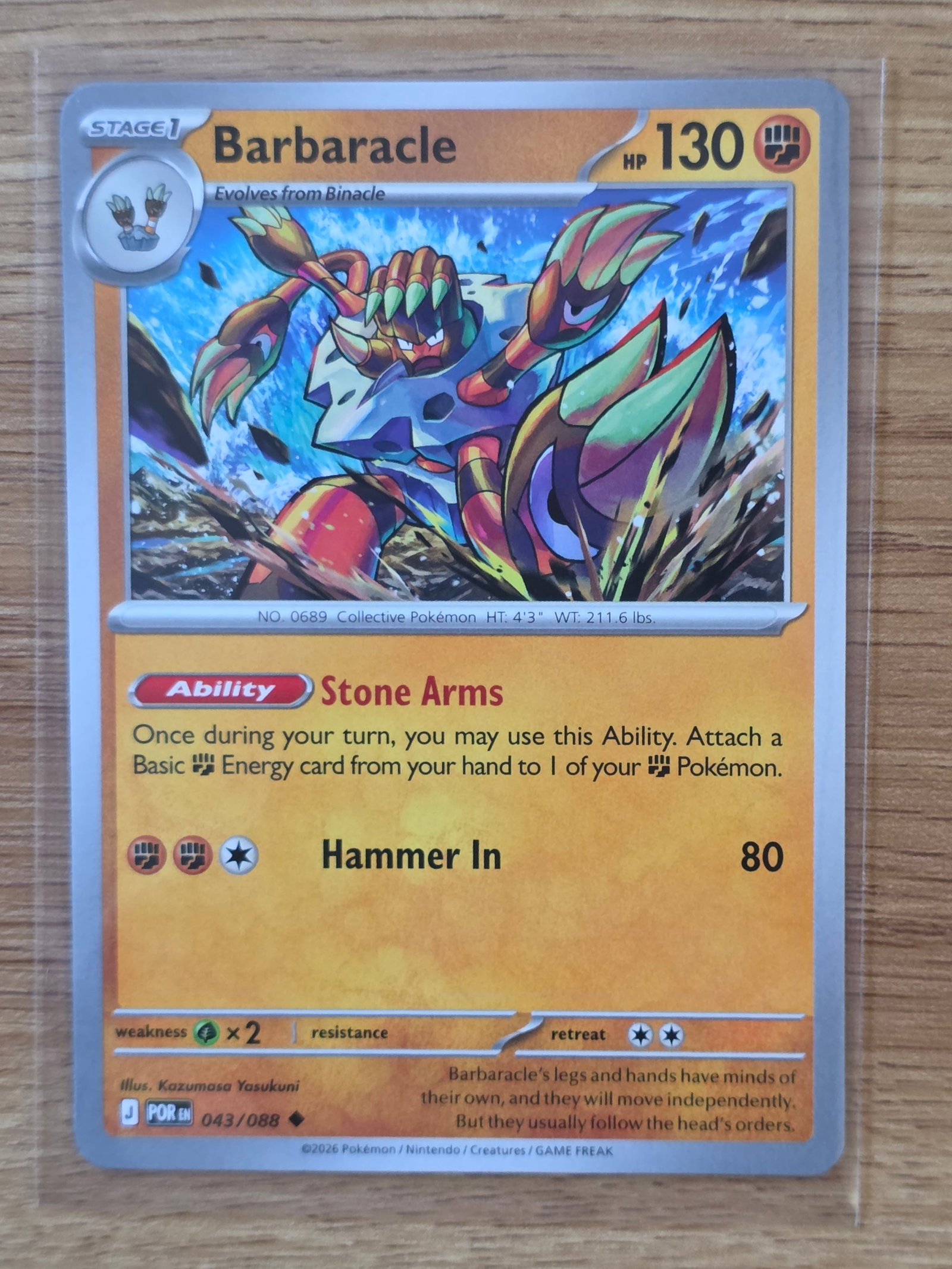 Barbaracle Paradox Rift 043/088 Non Holo Pokemon Card (1 of 3)
