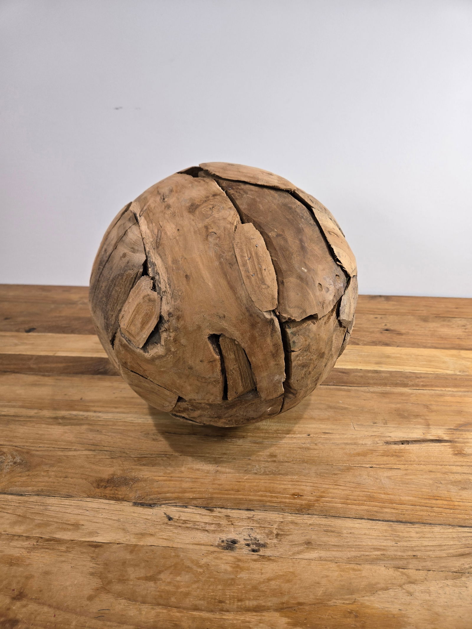 Medium Teak Wood Ball: Medium Teak Wood BallHand-crafted from 100% natural, sustainably harvested Indonesian teak wood.Brand new condition.Diameter: 12?Please feel free to reach out with any questions.Thank you.