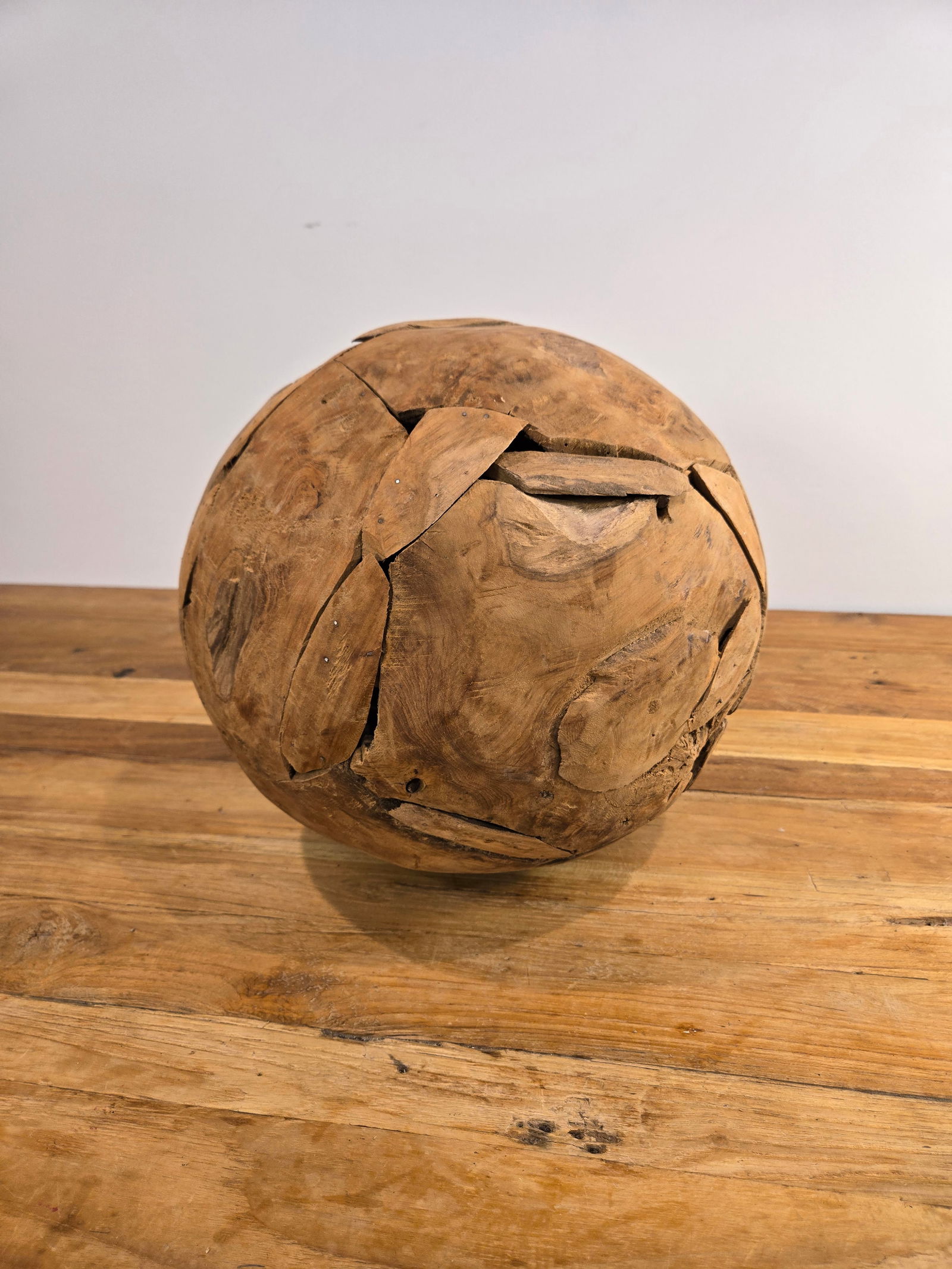 Medium Teak Wood Ball: Medium Teak Wood BallHand-crafted from 100% natural, sustainably harvested Indonesian teak wood.Brand new condition.Diameter: 12?Please feel free to reach out with any questions.Thank you.