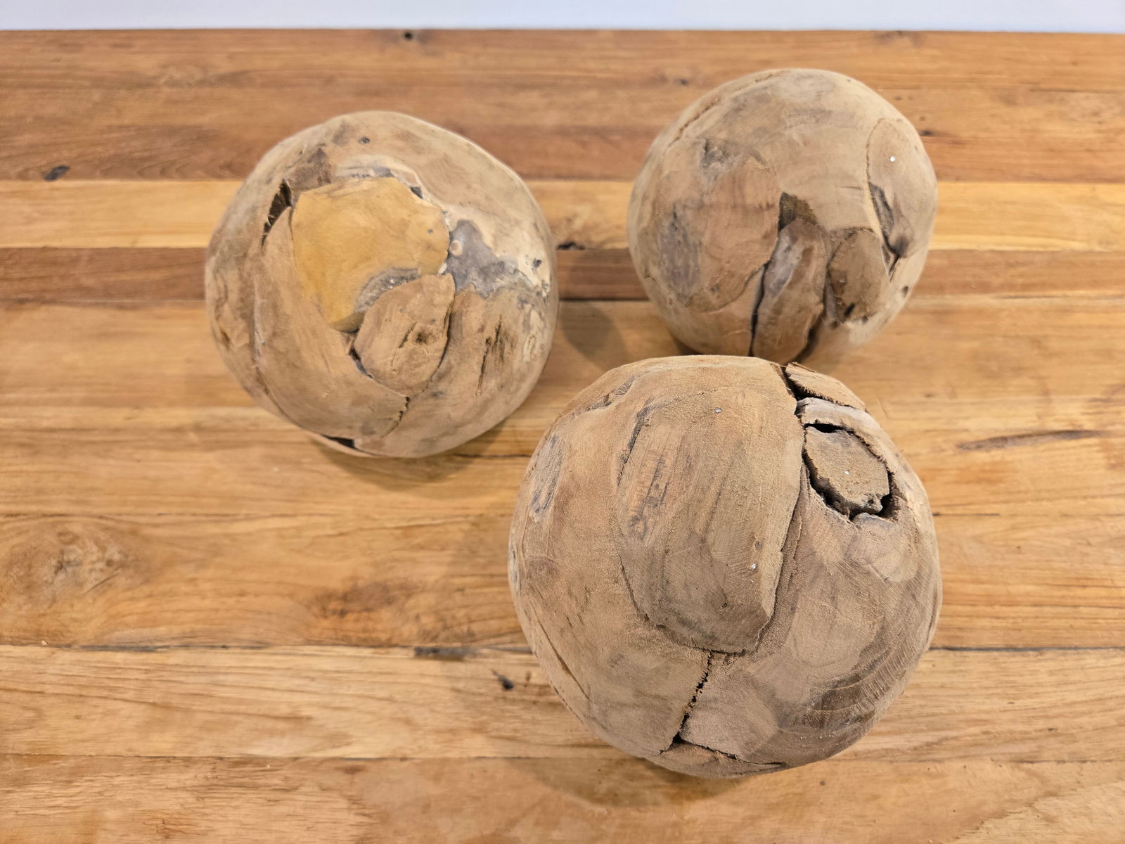 Small Teak Wood Ball - Set of 3 (1 of 4)