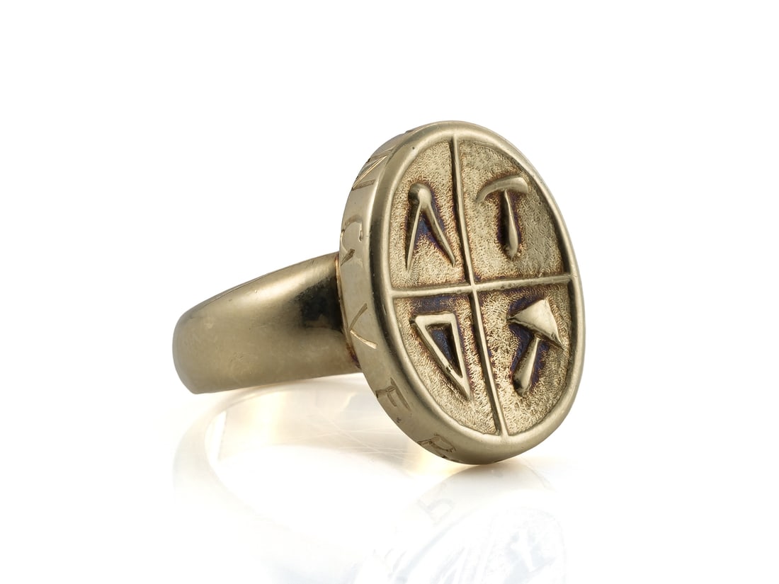 Heavy Masonic ring, 585.14k yellow gold, 20th century (1 of 5)