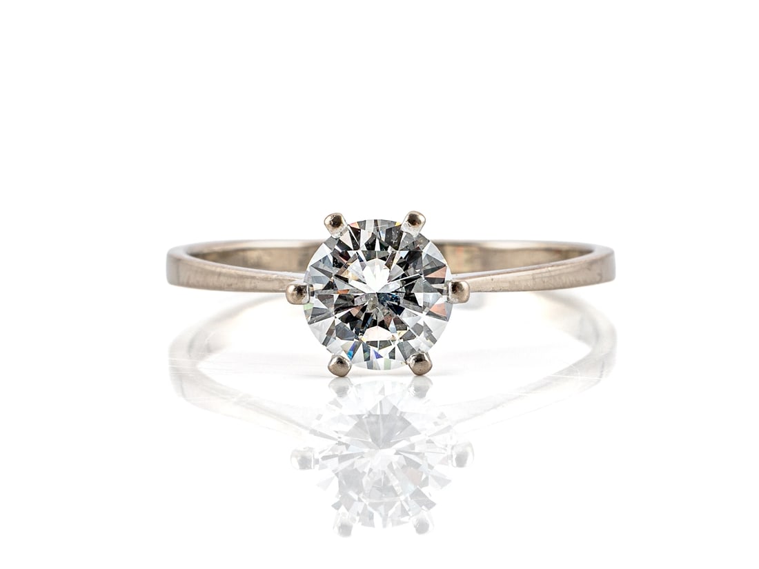 Solitaire diamond ring made of 585 white gold of around 1.05 carat (1 of 5)