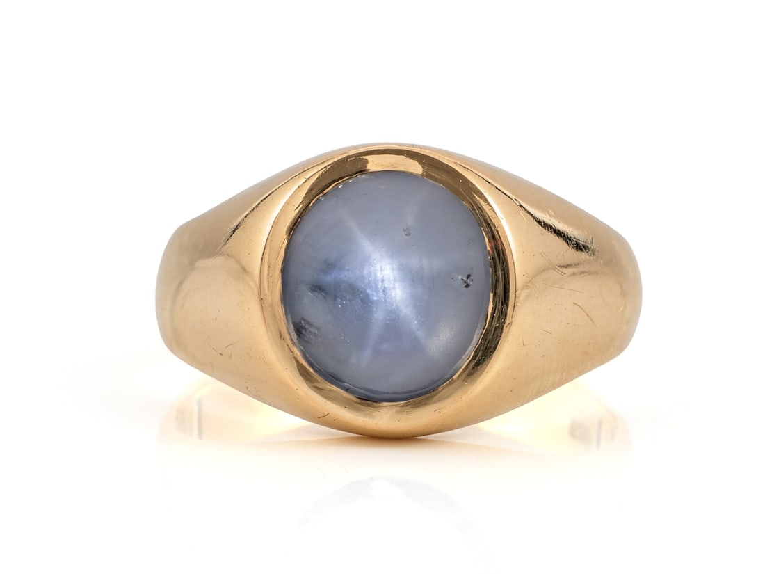 14k yellow gold band ring with a star sapphire of approximately 6.20 carats (1 of 4)