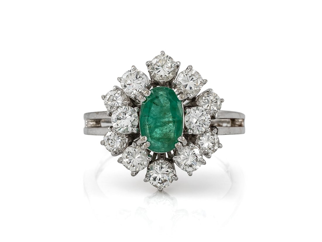 Magnificent Emerald and Diamond Ring in 18k White Gold (1 of 5)