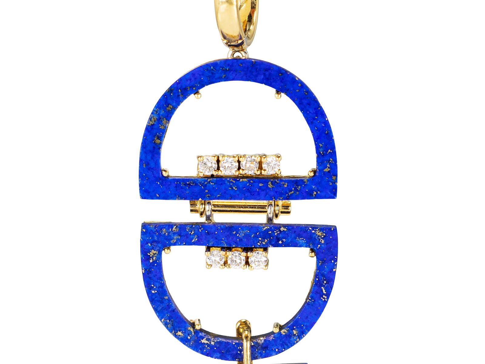 Exceptional 18k yellow gold pendant with lapis lazuli and brilliant-cut diamonds (1 of 5)
