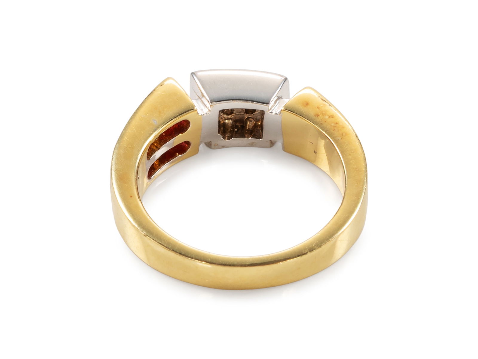 Solid Diamond and Ruby Ring in 18k Yellow and White Gold - 2