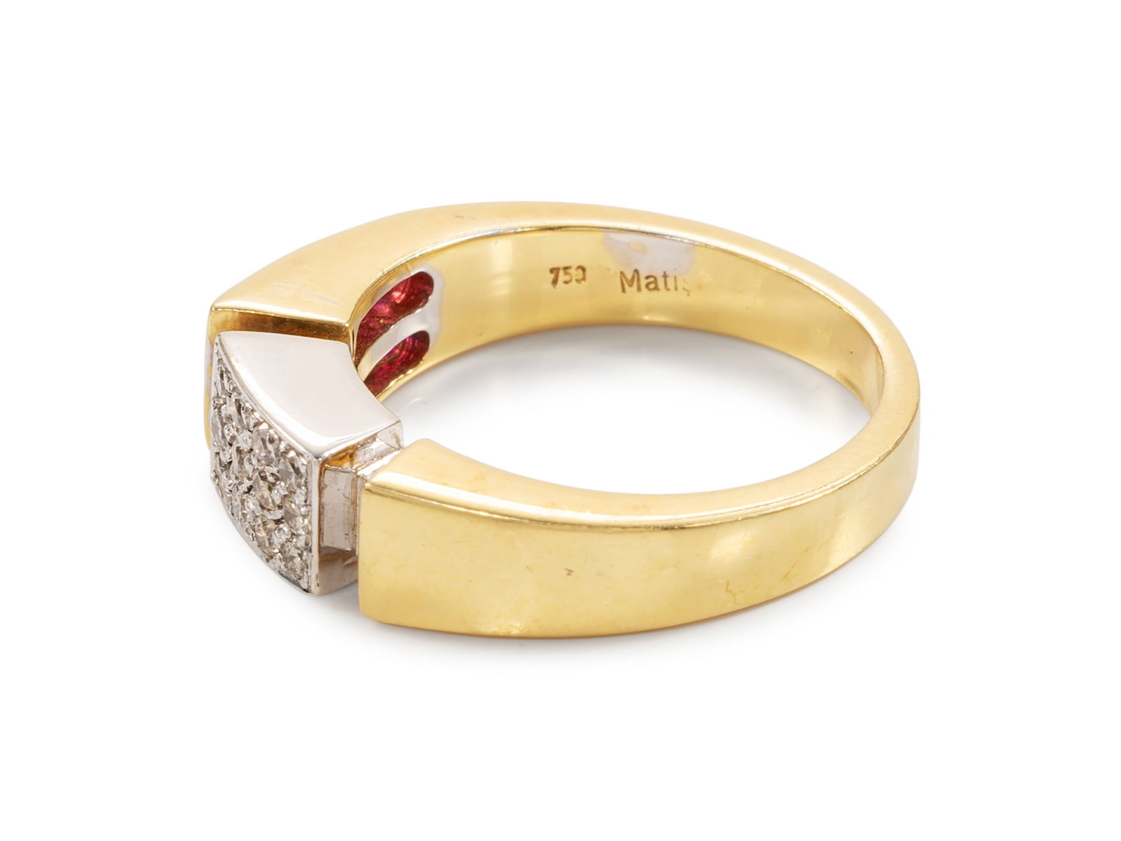 Solid Diamond and Ruby Ring in 18k Yellow and White Gold - 3