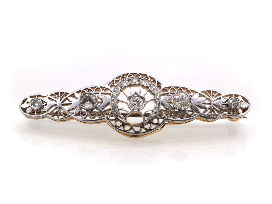 Antique Art Deco brooch with old-cut diamonds (1 of 3)