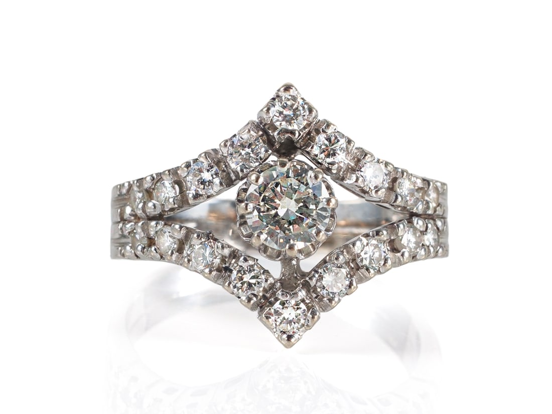 Classic 14k White Gold Ring with Diamonds (1 of 5)