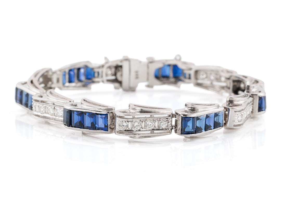 Magnificent 14K White Gold Bracelet with Sapphires and Diamonds (1 of 5)