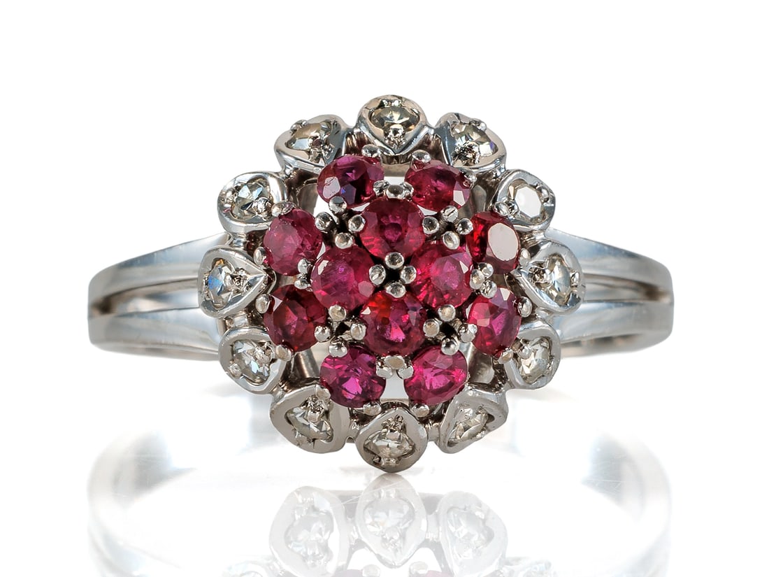 18k White Gold Ring with Rubies and Diamonds (1 of 6)