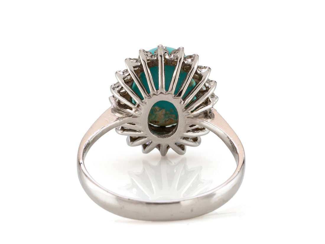 Turquoise diamond ring in 750 white gold - 2