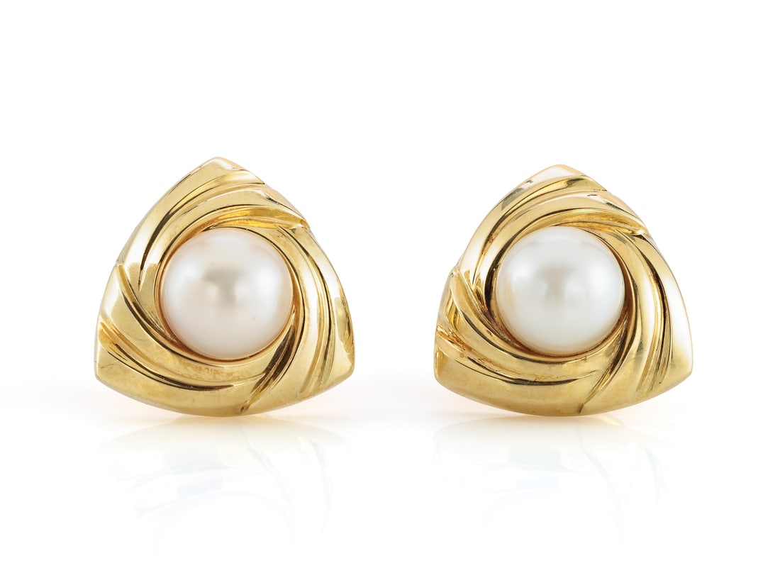 Clip-on earrings made of 585 yellow gold, with Akoya cultured pearls (1 of 4)