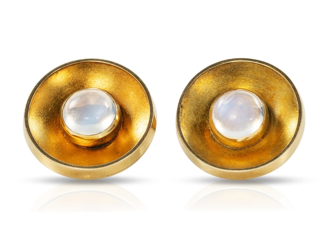 Moonstone cufflinks made of 585 yellow gold (1 of 5)