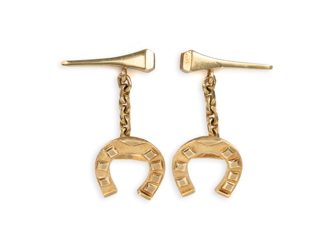 Horseshoe cufflinks made of 750 yellow gold, Victor Mayer Pforzheim (1 of 3)