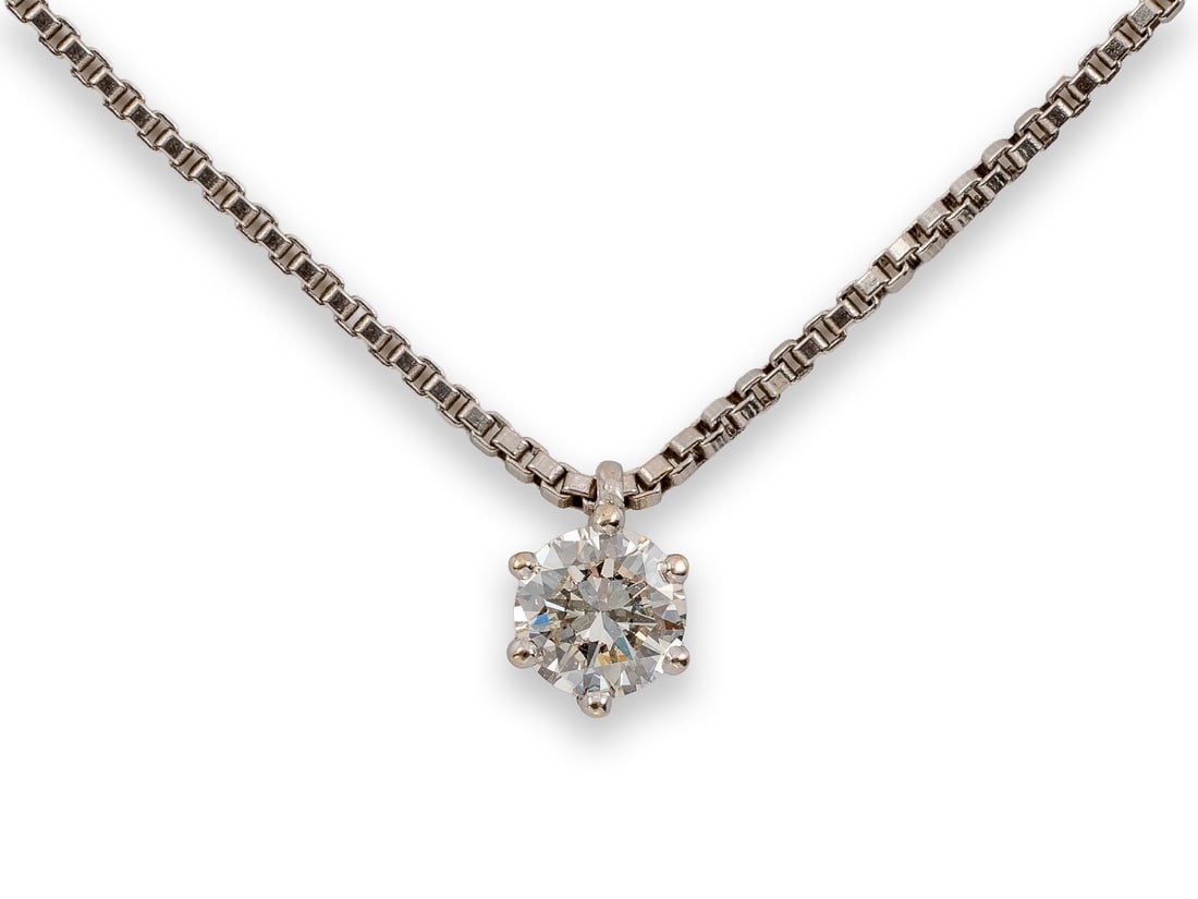 Classic brilliant-cut pendant, approx. 0.33 carats, with 750 white gold chain (1 of 5)