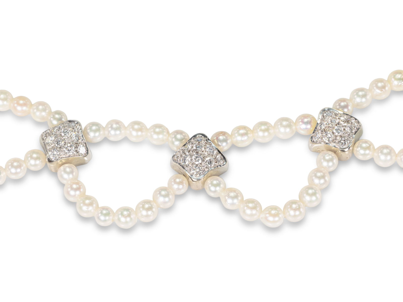 Akoya Cultured Pearl Necklace with White Gold Diamond Accents (1 of 6)