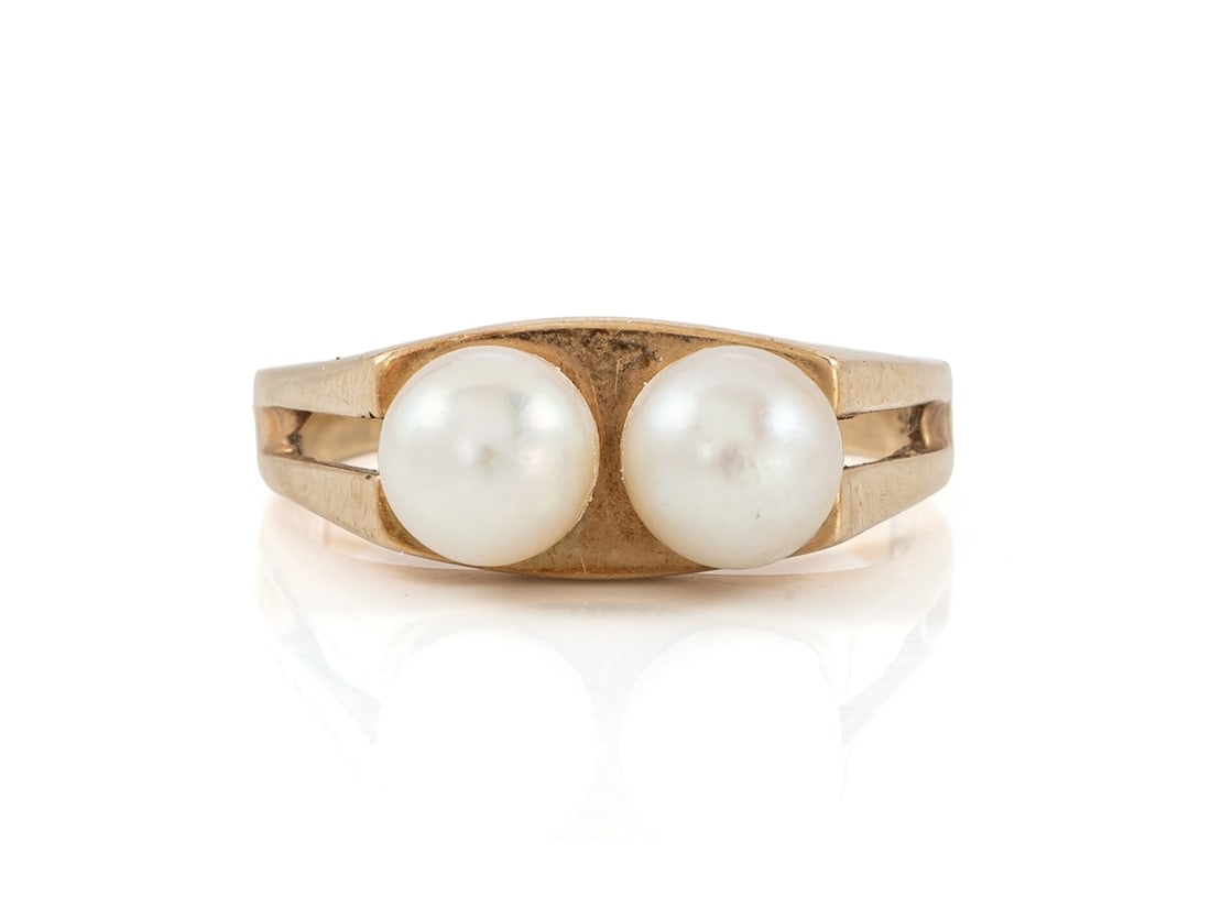 Akoya pearl ring in 14 K, 585 yellow gold (1 of 4)