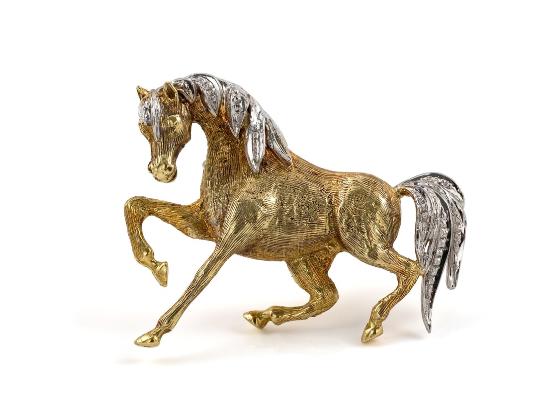 Horse Brooch in 18k Yellow and White Gold (1 of 4)