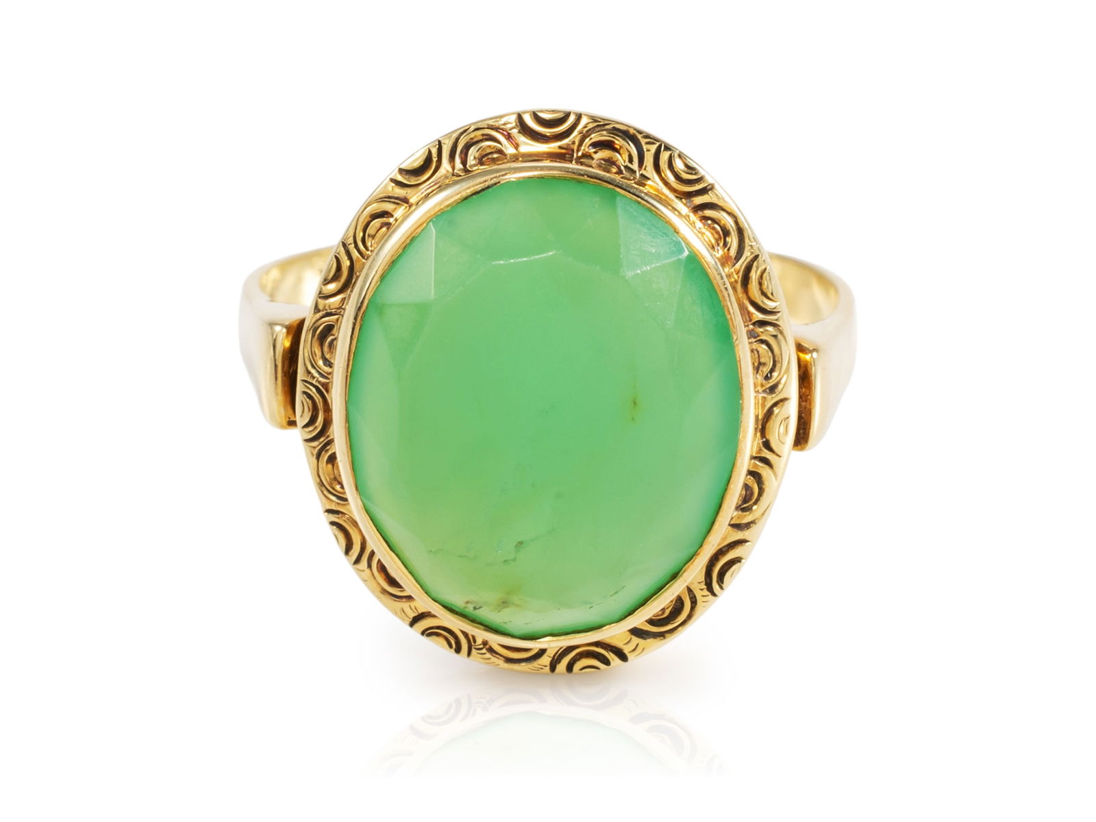 Chrysoprase ring in 585 yellow gold (1 of 4)