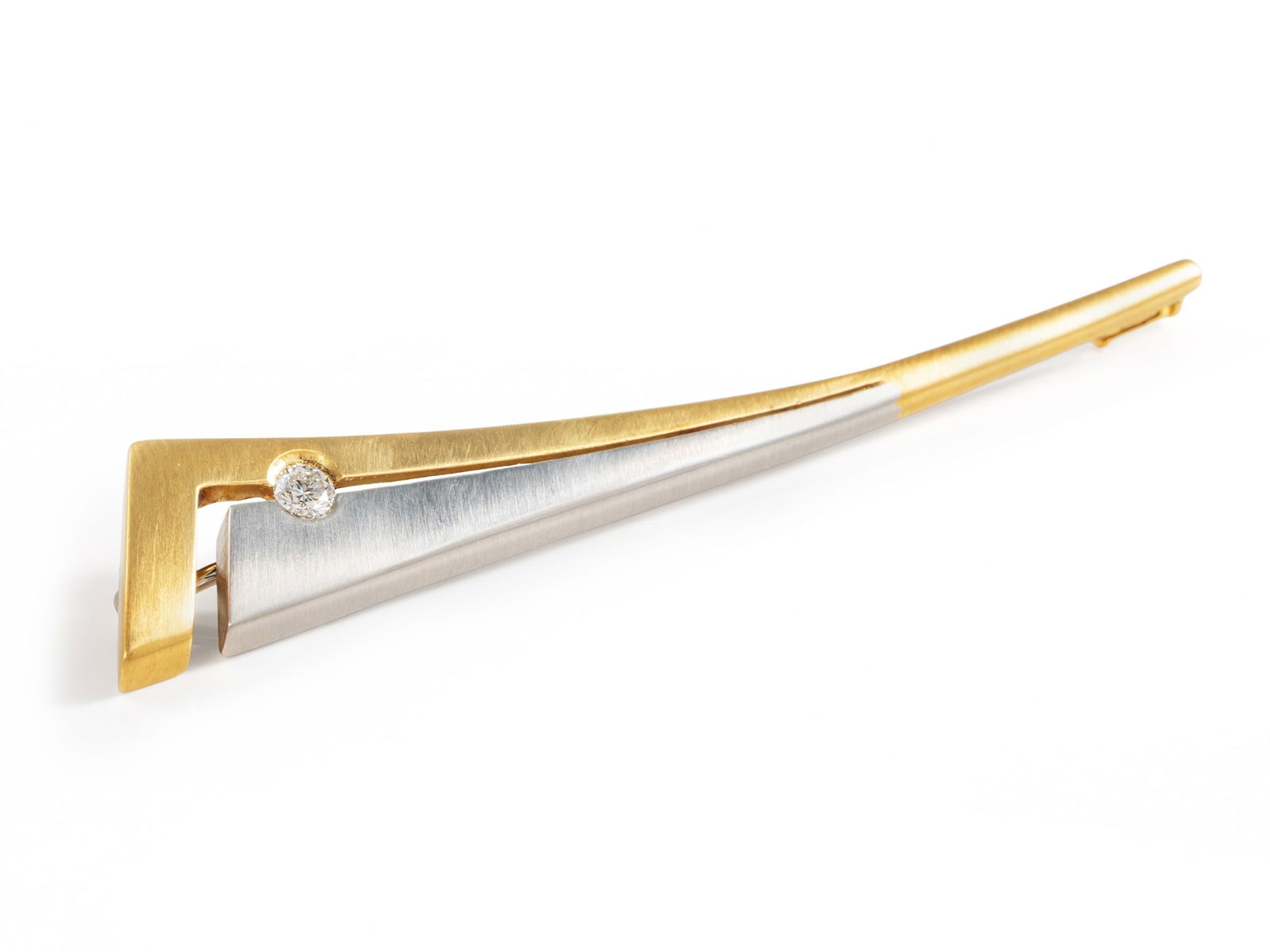 Modern diamond brooch made of 950 platinum and 750 yellow gold (1 of 4)