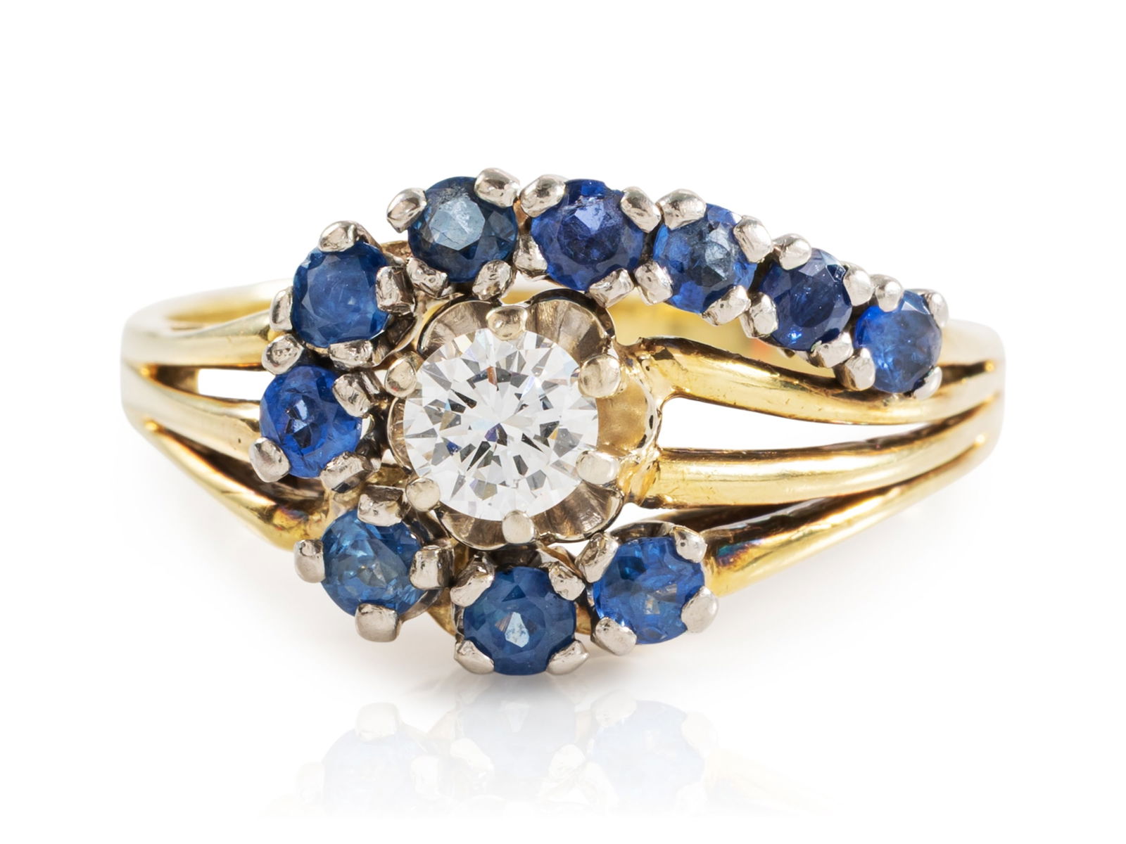 Brilliant sapphire ring in 585 yellow gold (1 of 4)