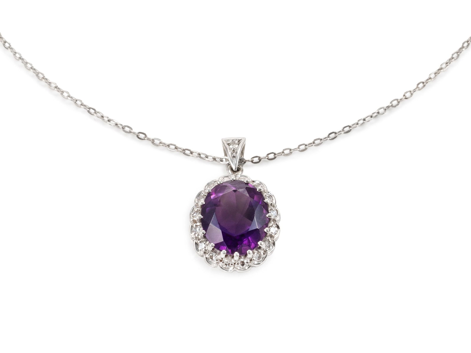 Amethyst and Diamond Pendant and Chain in 18k White Gold (1 of 6)