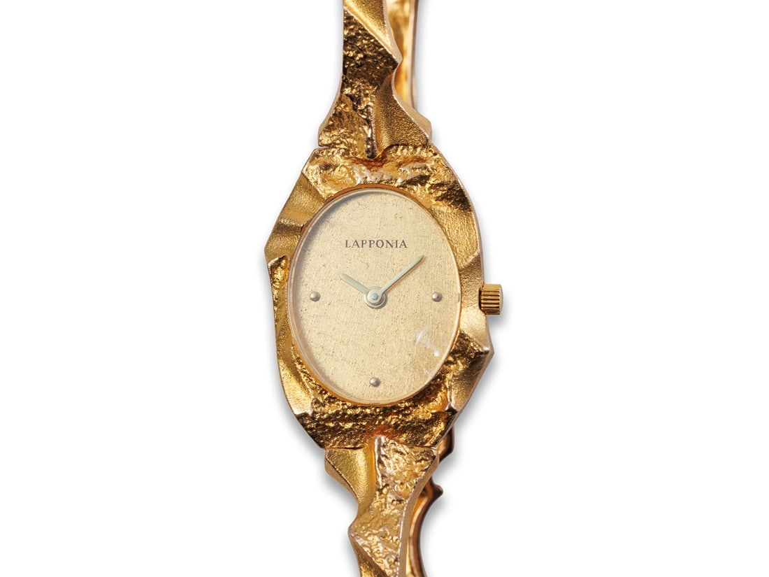 Lapponia ‘Pola Negri’ wristwatch, 585, 14K yellow gold, ladies' watch: Lapponia ‘Pola Negri’ wristwatch, 585, 14K yellow gold, ladies' watchStylish ladies' wristwatch from Finnish manufacturer Lapponia, ‘Pola Negri’ model in 14K yellow gold. Case