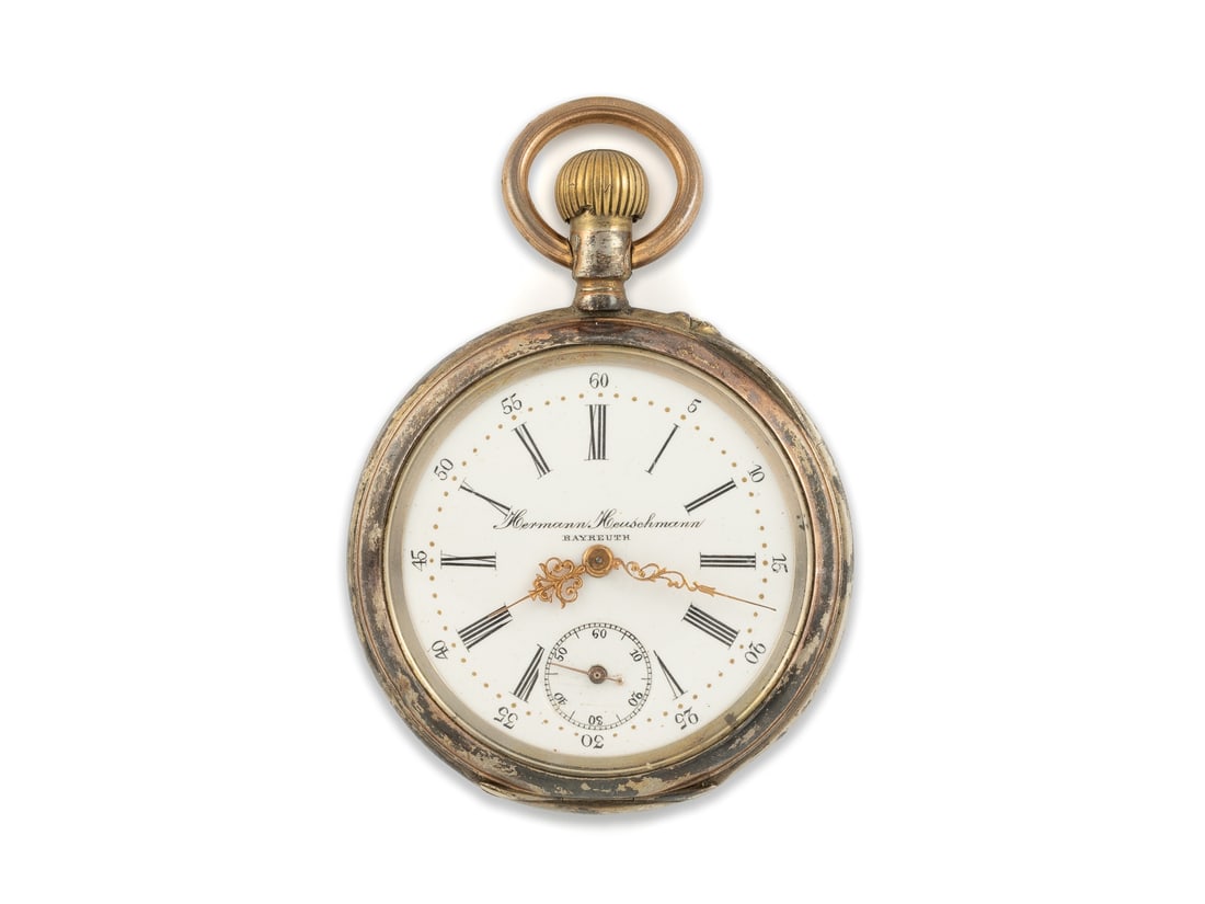 Rare pocket watch by Hermann Heuschmann, Bayreuth, late 19th century (1 of 8)