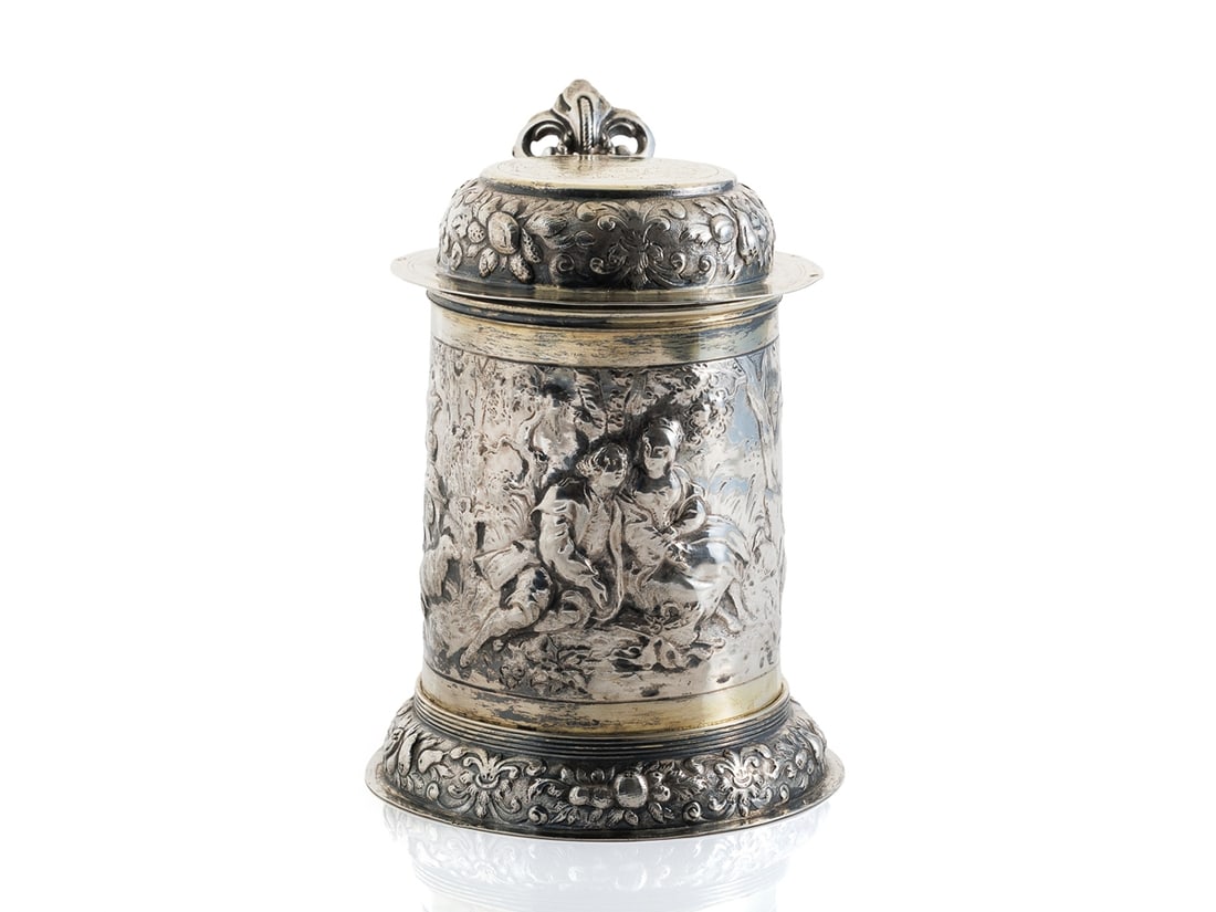 Rare Covered Tankard, Silver, Augsburg, 17th Century (1 of 10)