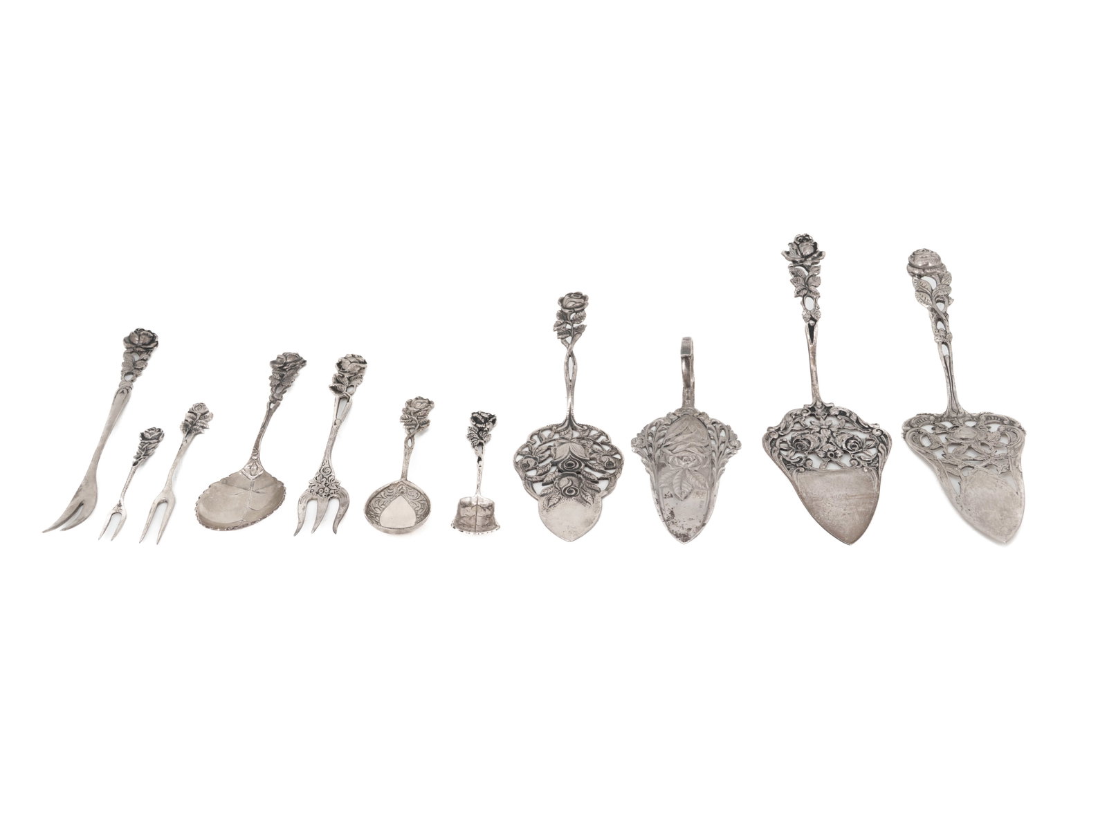 Set of silver cutlery, consisting of 11 pieces, circa 1900 (1 of 4)