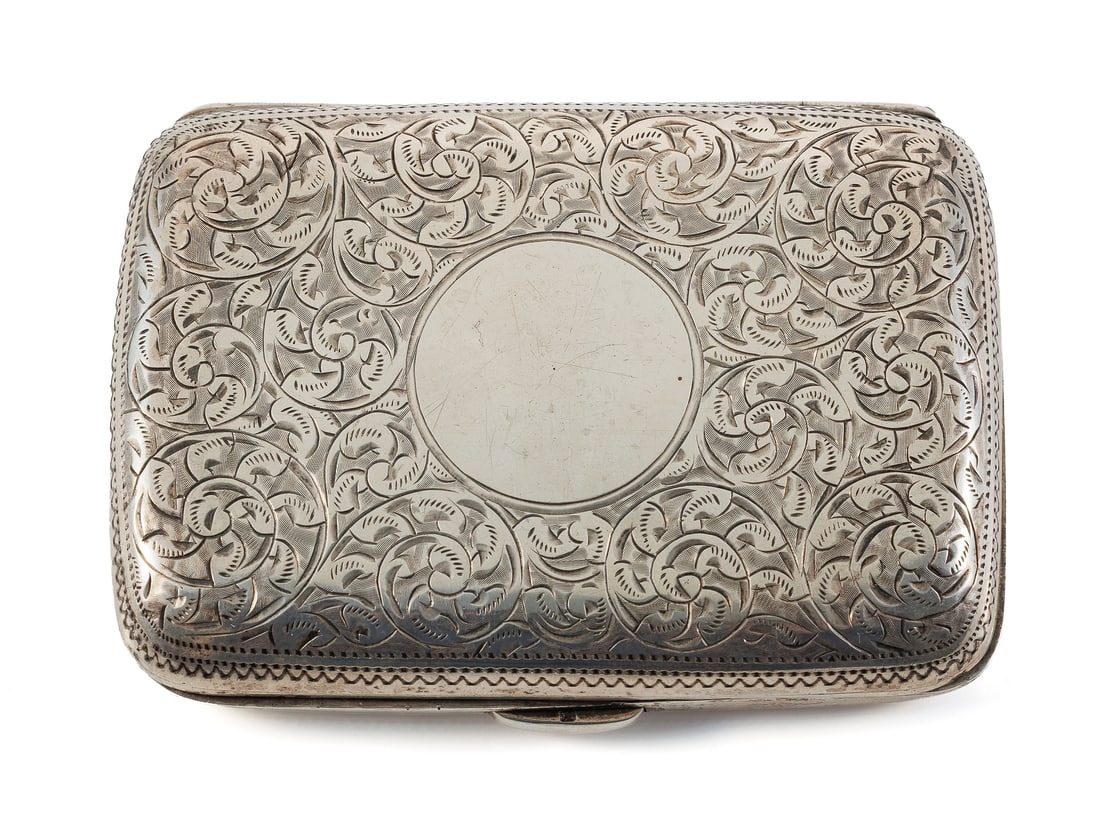 Cigarette case, sterling silver, Birmingham, circa 1900 (1 of 4)