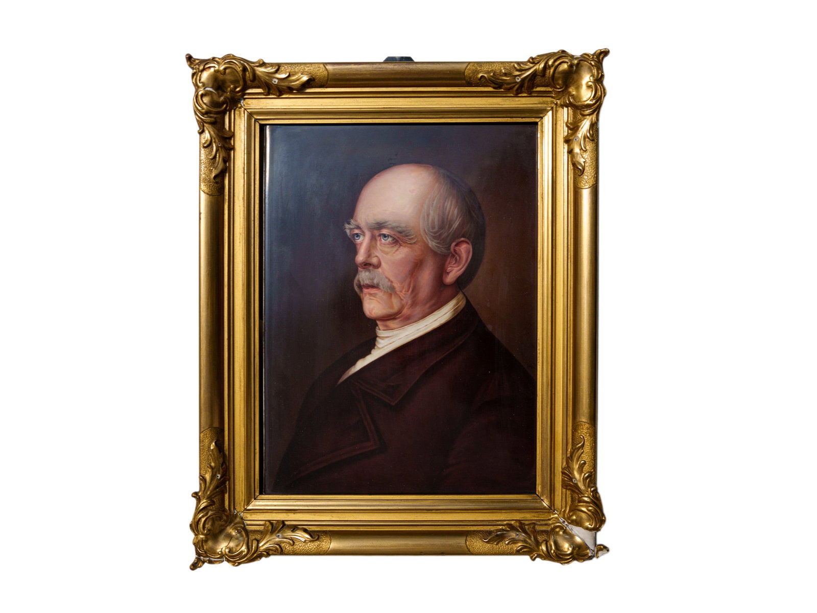 Porcelain plaque, "Otto von Bismarck," Fraureuth, circa 1920: Porcelain plaque, "Otto von Bismarck," Fraureuth, circa 1920Portrait of Chancellor Otto von Bismarck as a porcelain plaque from the Fraureuth Porcelain Manufactory in Saxony, based on a work by Franz