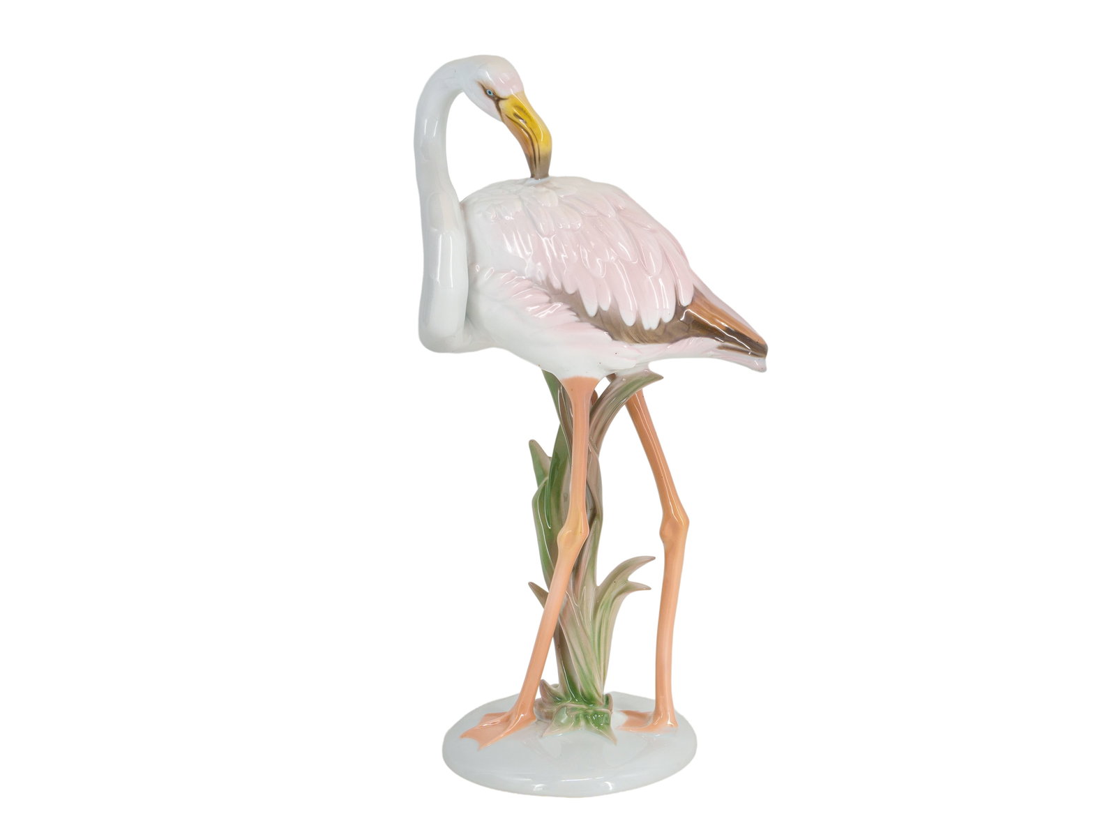 Gustav Oppel (1891-1978), "Flamingo," Rosenthal: Gustav Oppel (1891-1978), "Flamingo," RosenthalPorcelain sculpture "Flamingo" by the Rosenthal manufactory, first quality. Designed by Gustav Oppel, circa 1941-1945, artist's mark "G. Oppel" on the ba