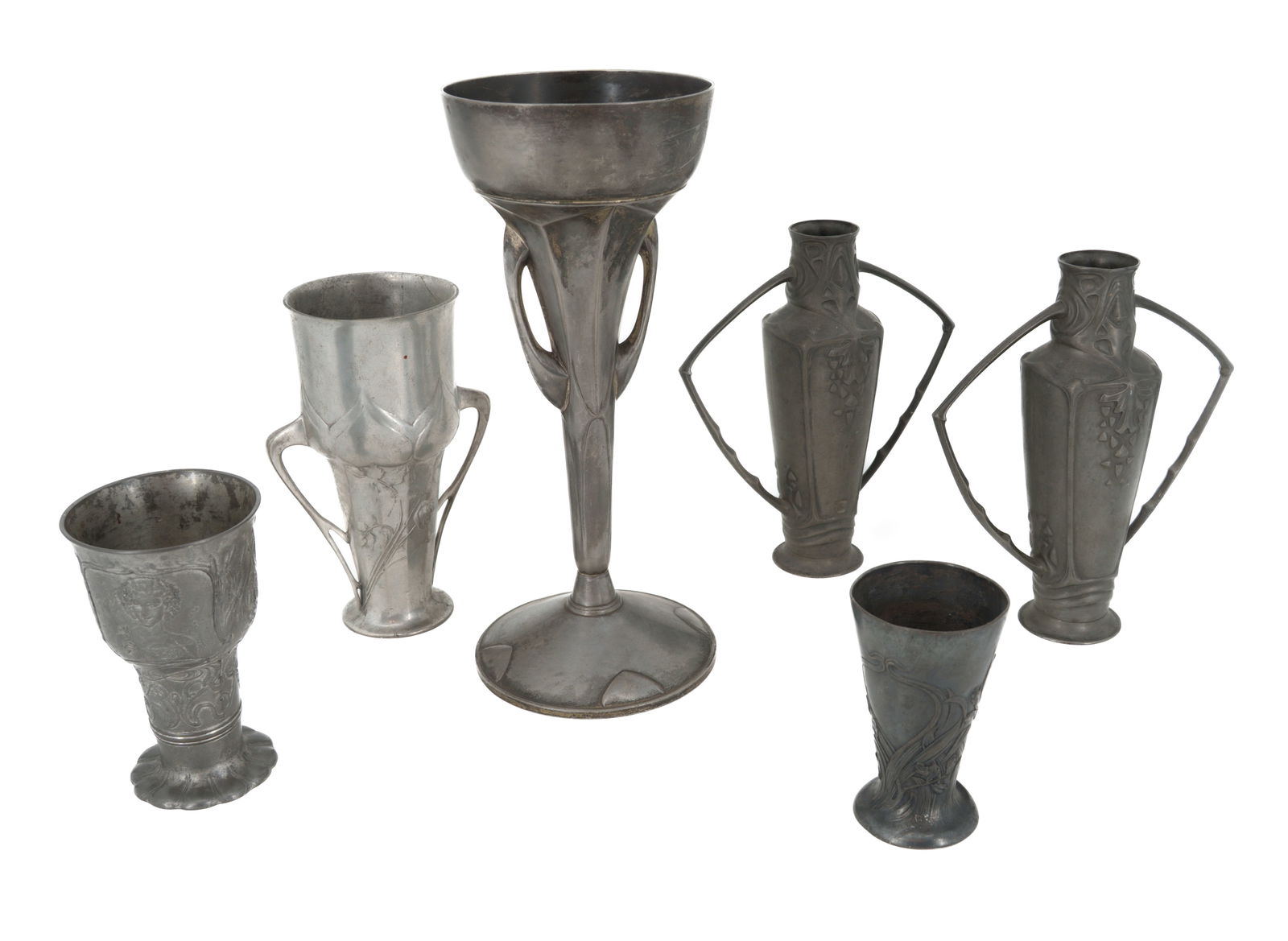 6 Art Nouveau pewter objects (1 of 4)