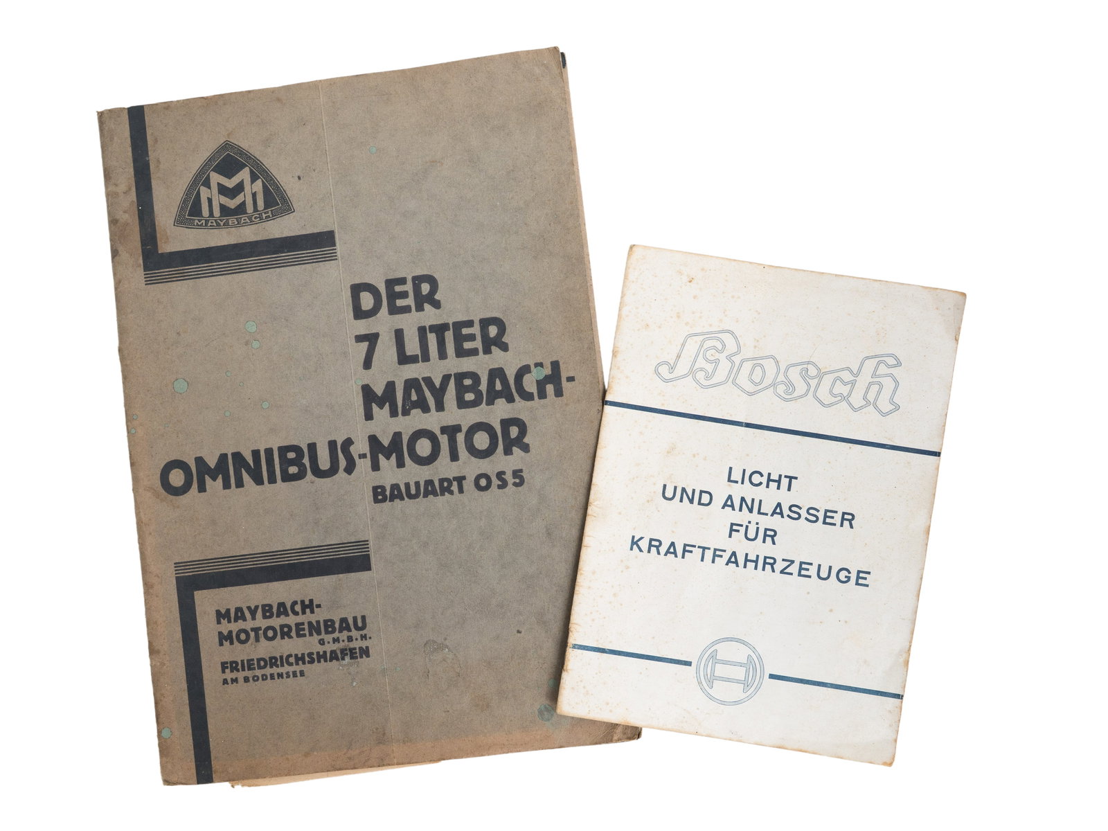 Maybach 7-litre omnibus brochure and Bosch brochure, circa 1930: Maybach 7-litre omnibus brochure and Bosch brochure, circa 1930Treatment instructions for the Maybach Omnibus engine, accompanied by a brochure for the Maybach overdrive gearbox and three brochures ab